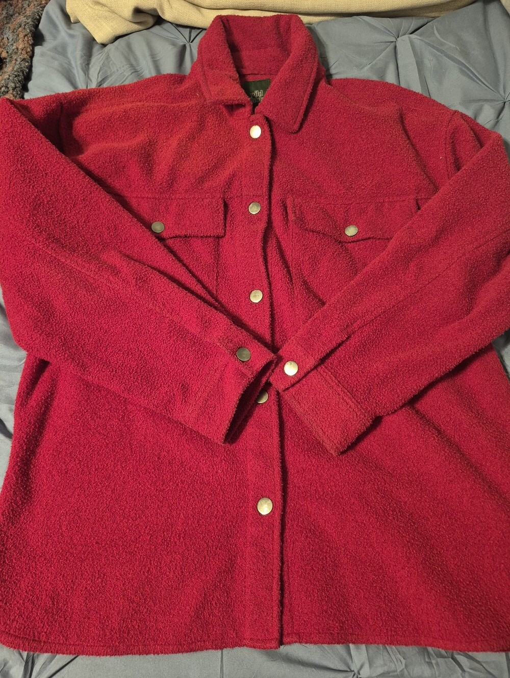 wild fable Plush Teddy Jacket in Bright Red